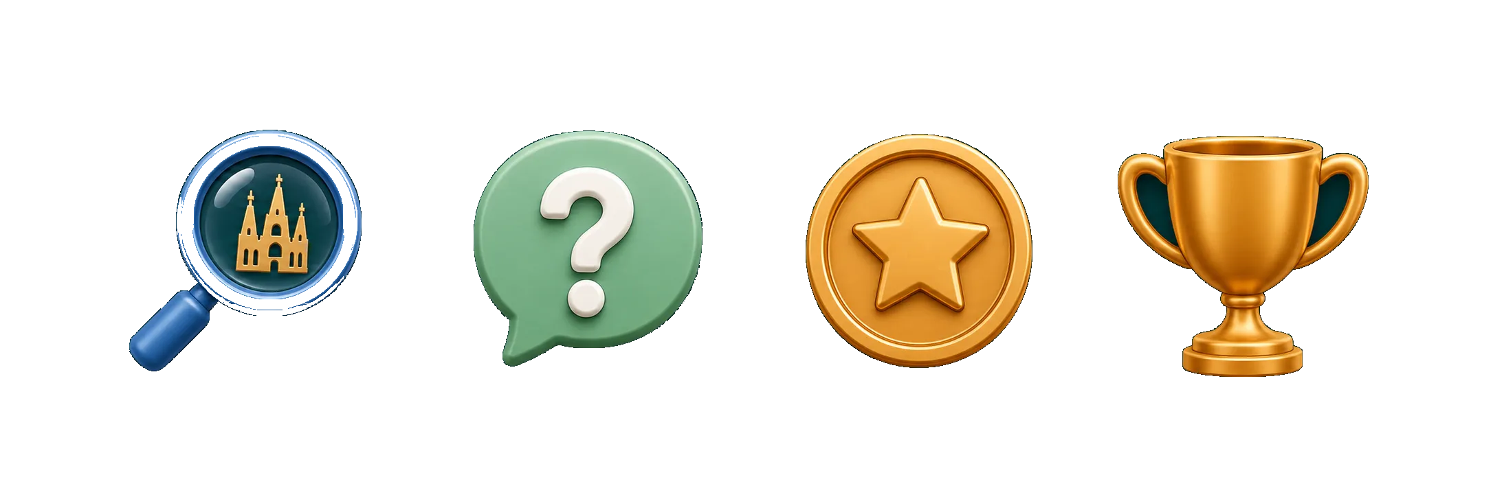 Lupa, trivia, moneda de recompensa y trofeo de ranking